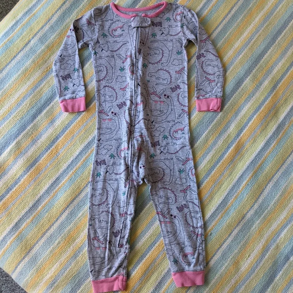 Carter's Dinosaur print knit footless PJs Pajamas 2T